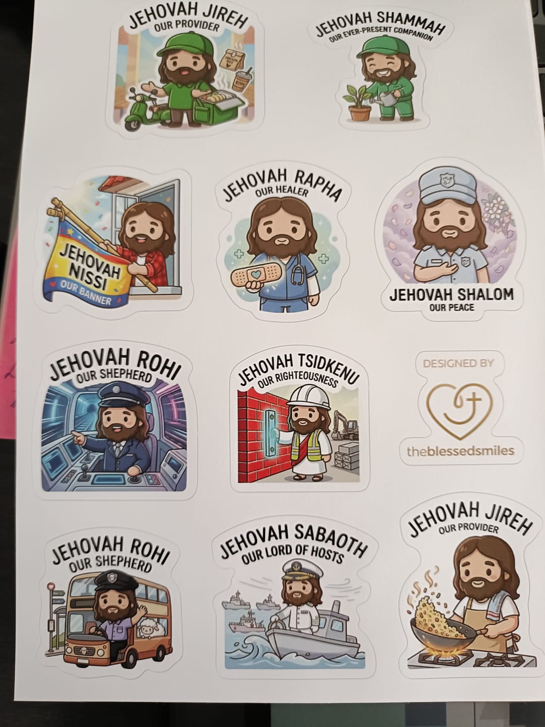 Customer photo review of Names of God Jesus Sheet - Singapore Edition