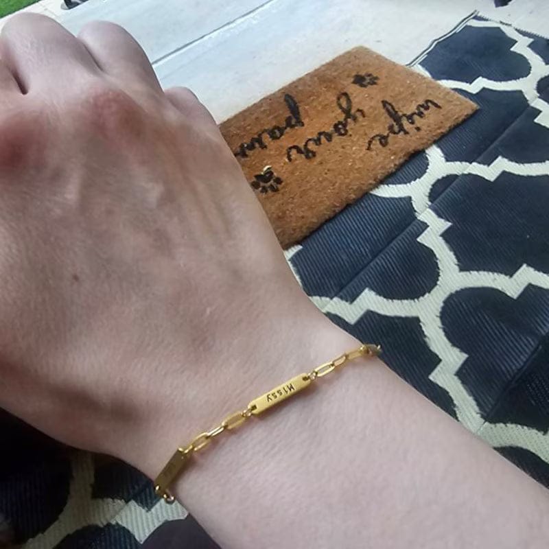 Customer photo review of Custom Name Bar Bracelet