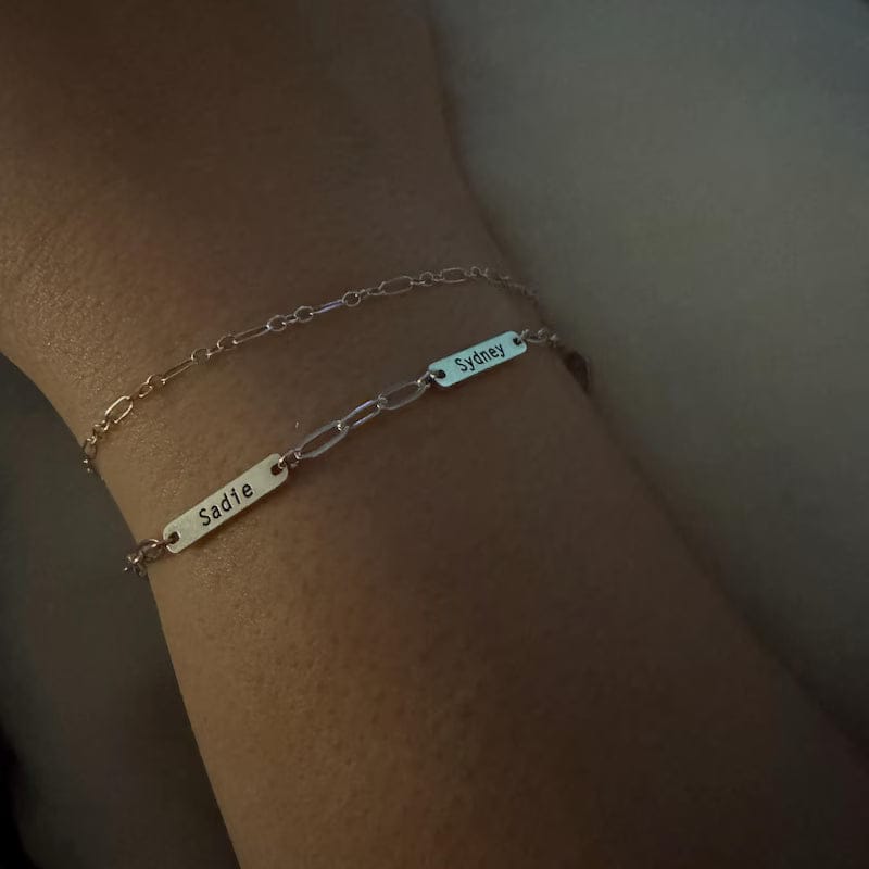 Customer photo review of Custom Name Bar Bracelet