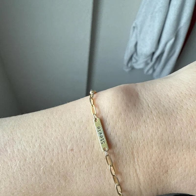 Customer photo review of Custom Name Bar Bracelet