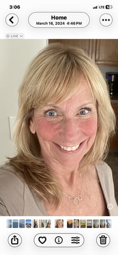 Reviewer smiling and showing her eyelashes while wearing My Amazing Lashes Mascara.