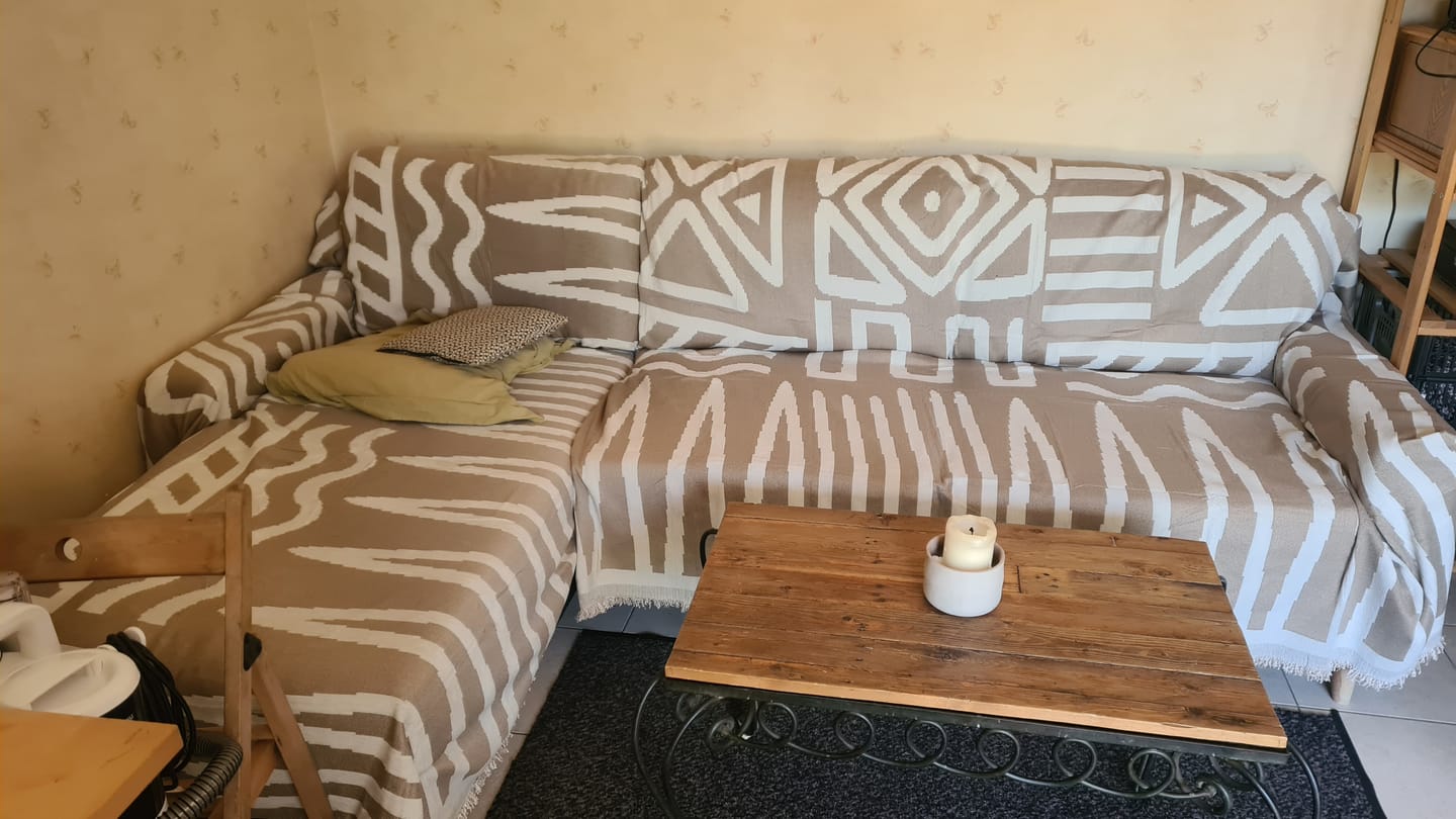 Customer photo review of Pet Couch Cover - Boho Beige