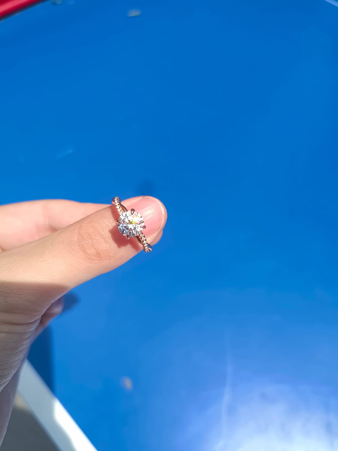 Customer photo review of S925 1.25 Carat Twist Round Cut Engagement Ring In Sterling Silver For Bridal & Daily Wear