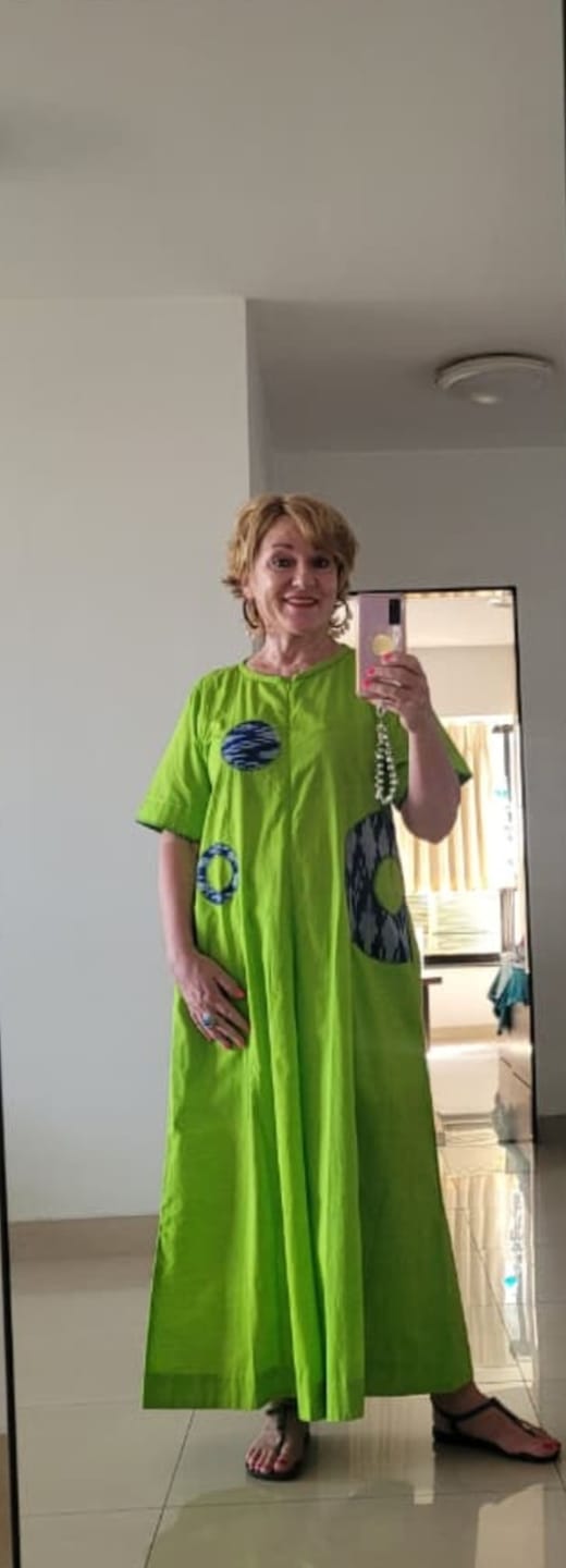 Customer photo review of Citrus Cosmos Jumpsuit with Pockets & Sleeves