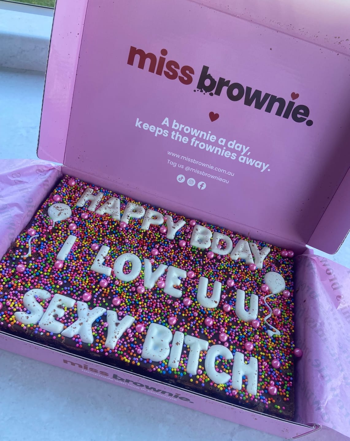 Customer photo review of Birthday Brownie · Large