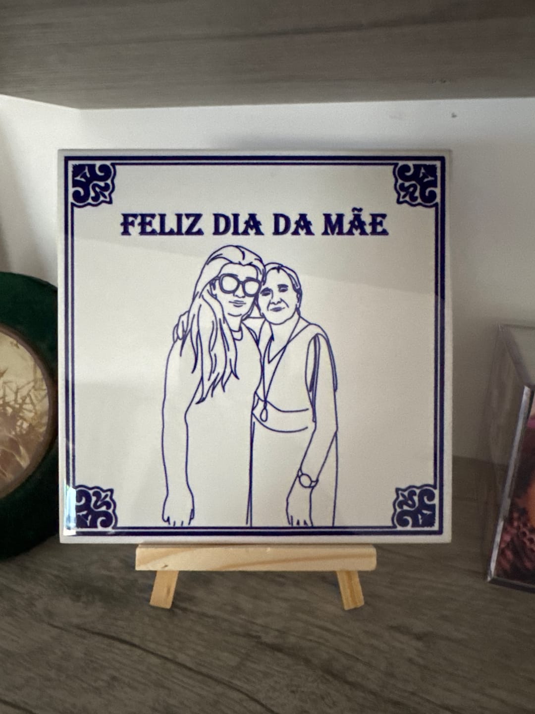 Customer photo review of Azulejo Memória Line Art Personalizado
