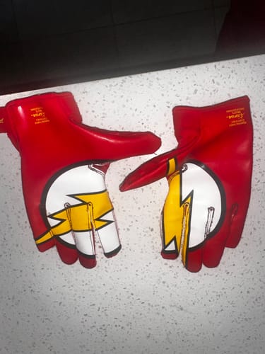 Customer photo review of The Flash Football Gloves - VPS1 by Phenom Elite