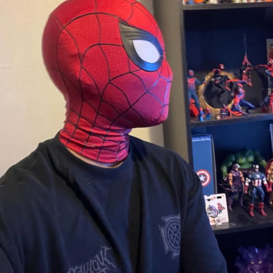Customer photo review of Spider-Man: Brand New Day Life Size Wearable Mask (Cosplay Version)