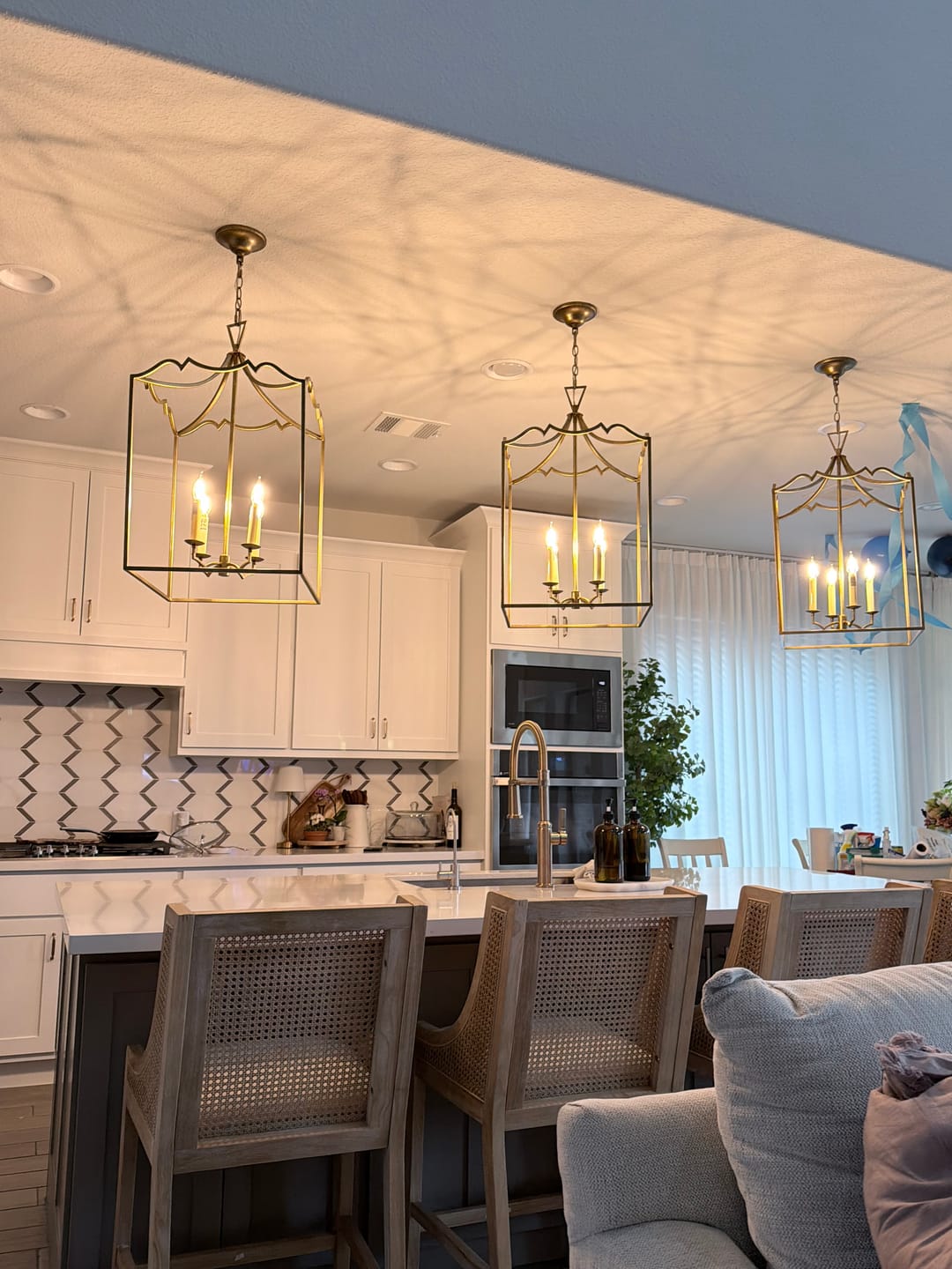 Customer photo review of French Distressed Gold Candle Square Lantern Chandelier