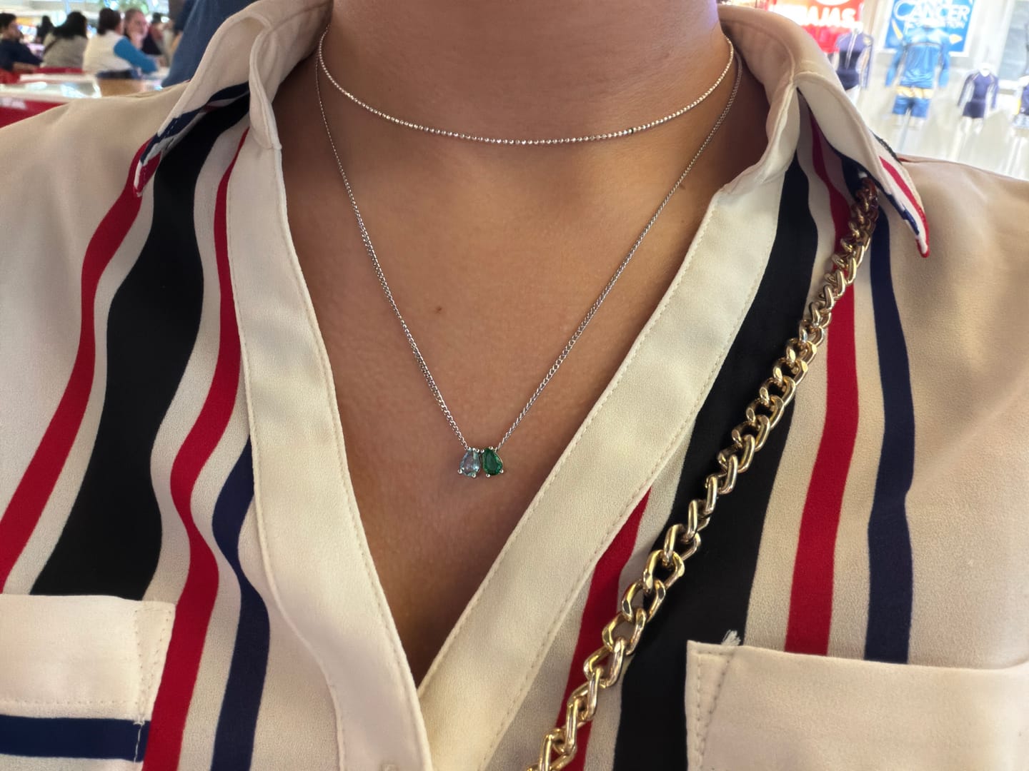Customer photo review of Personaliza Tu Collar Birthstone Gota Plateado