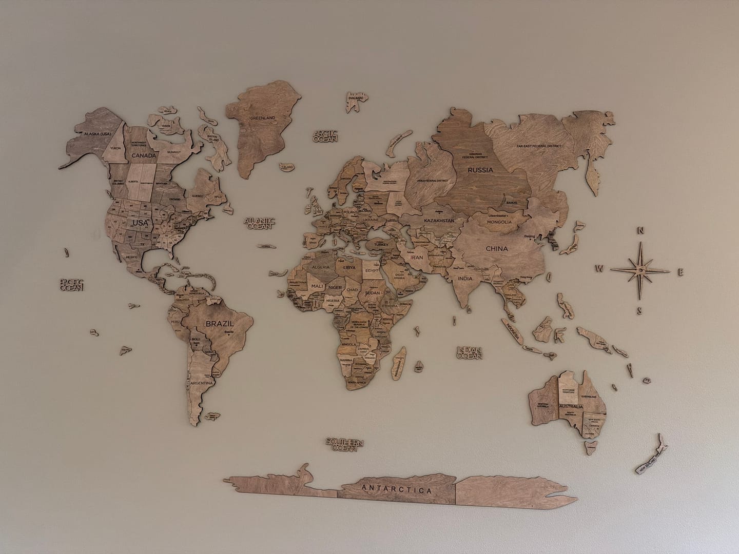Customer photo review of 3D Wooden World Map Terra