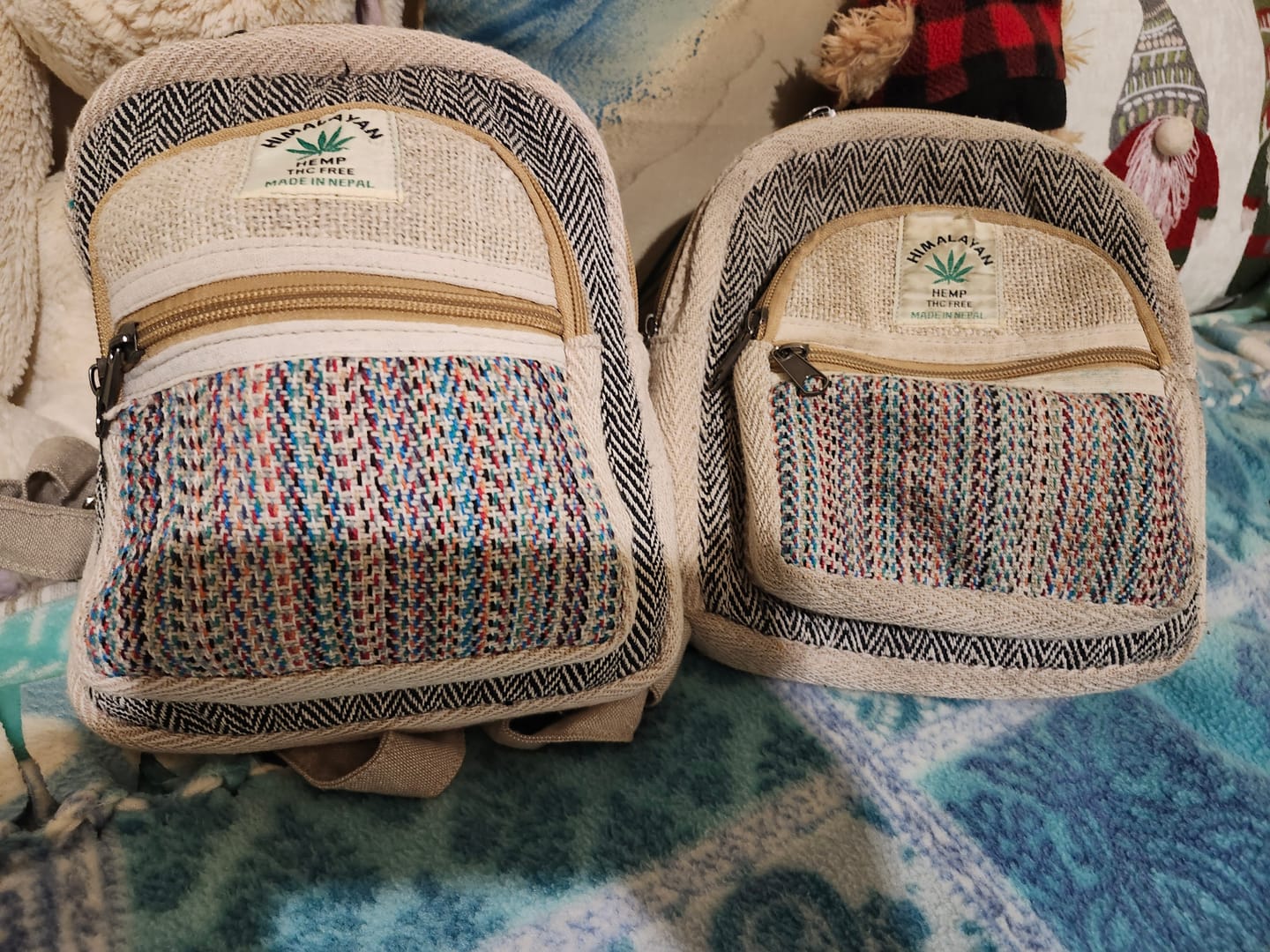 Customer photo review of Hemp Multi-Stripe Mini Backpack