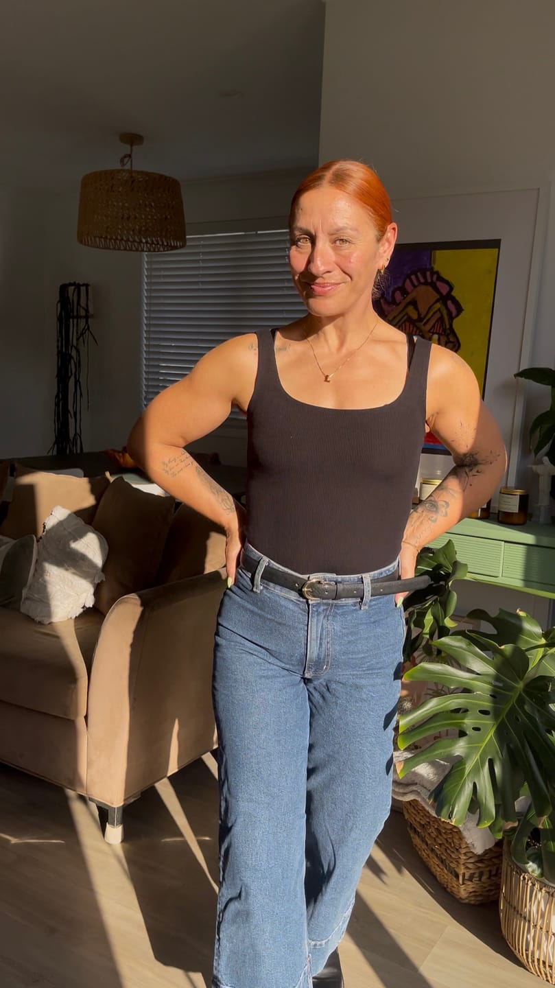 Customer photo review of Sarah Tank - Black Rib
