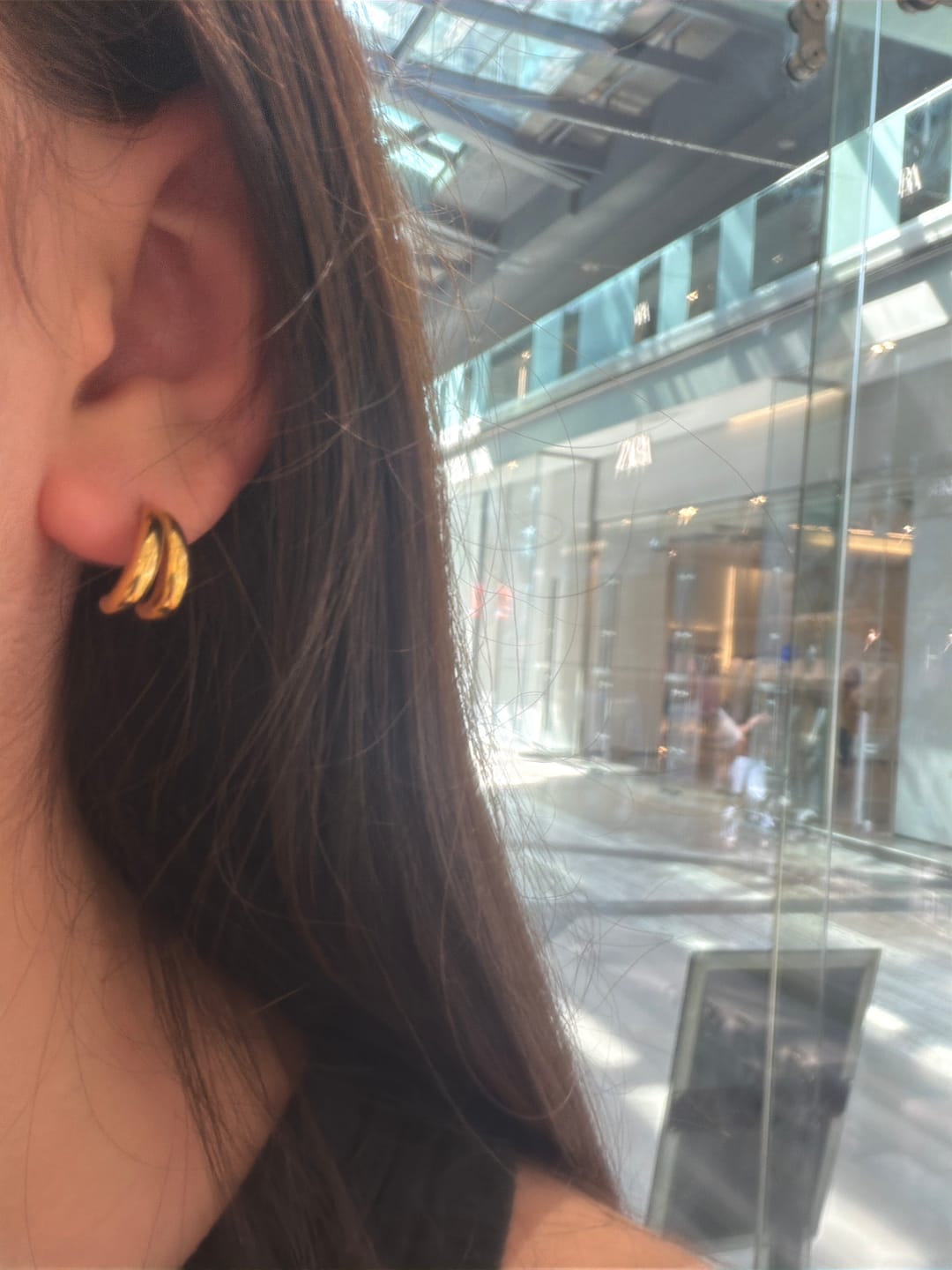Customer photo review of Par Semi Arracada Doble Linea