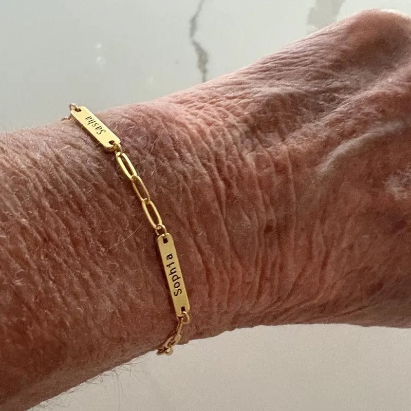 Customer photo review of Custom Name Bar Bracelet