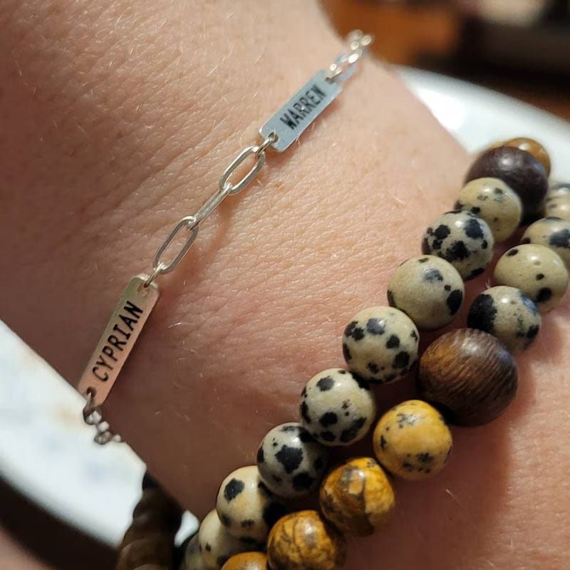 Customer photo review of Custom Name Bar Bracelet