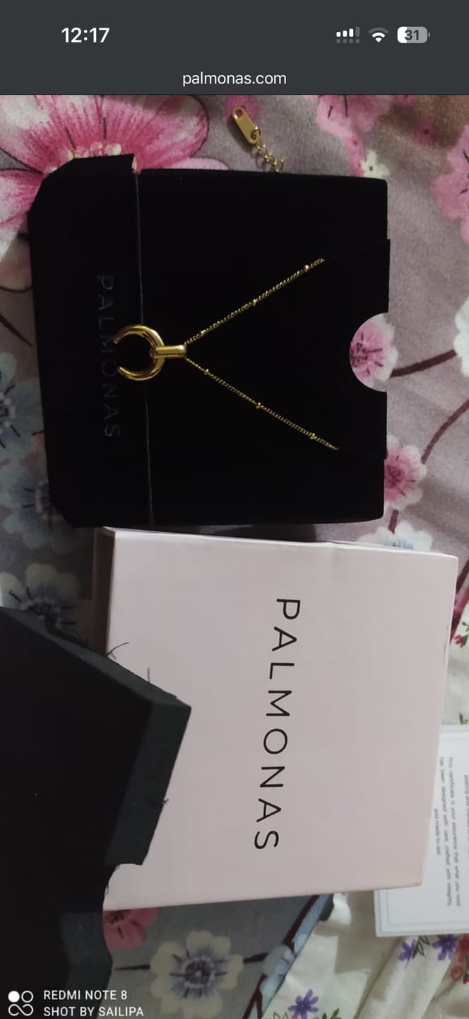 Customer photo review of Tiny Horn Necklace