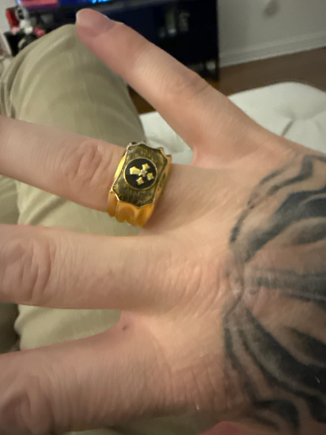 Customer photo review of FREE Today: Faith and Strength Jesus Cross Religious Ring