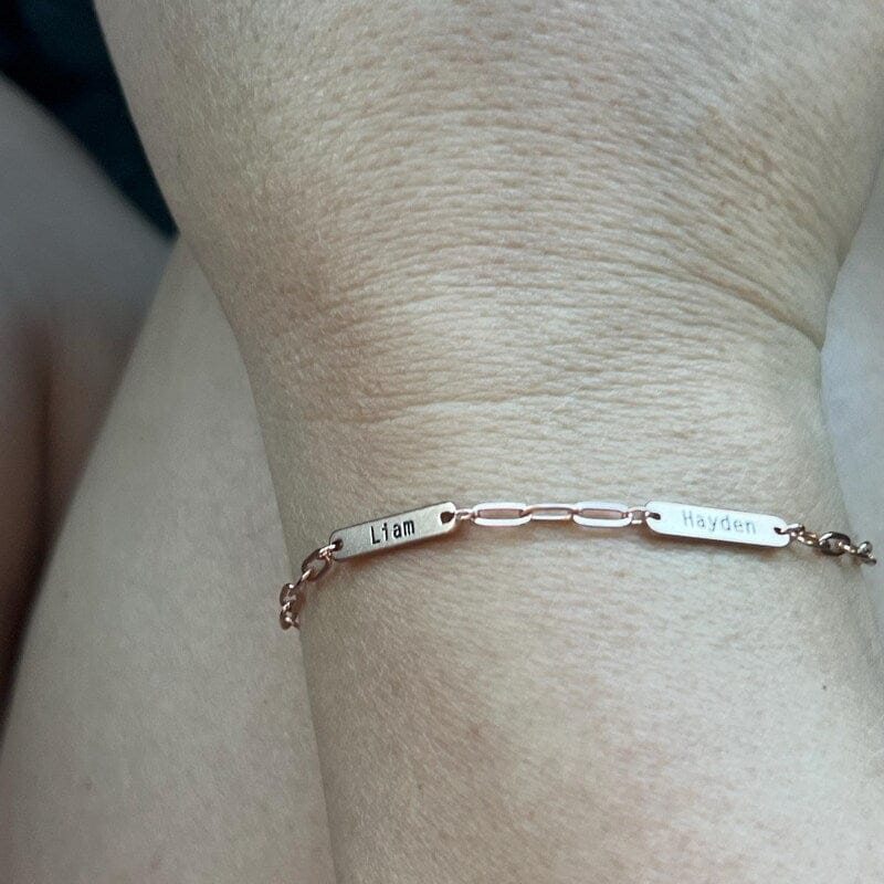 Customer photo review of Custom Name Bar Bracelet