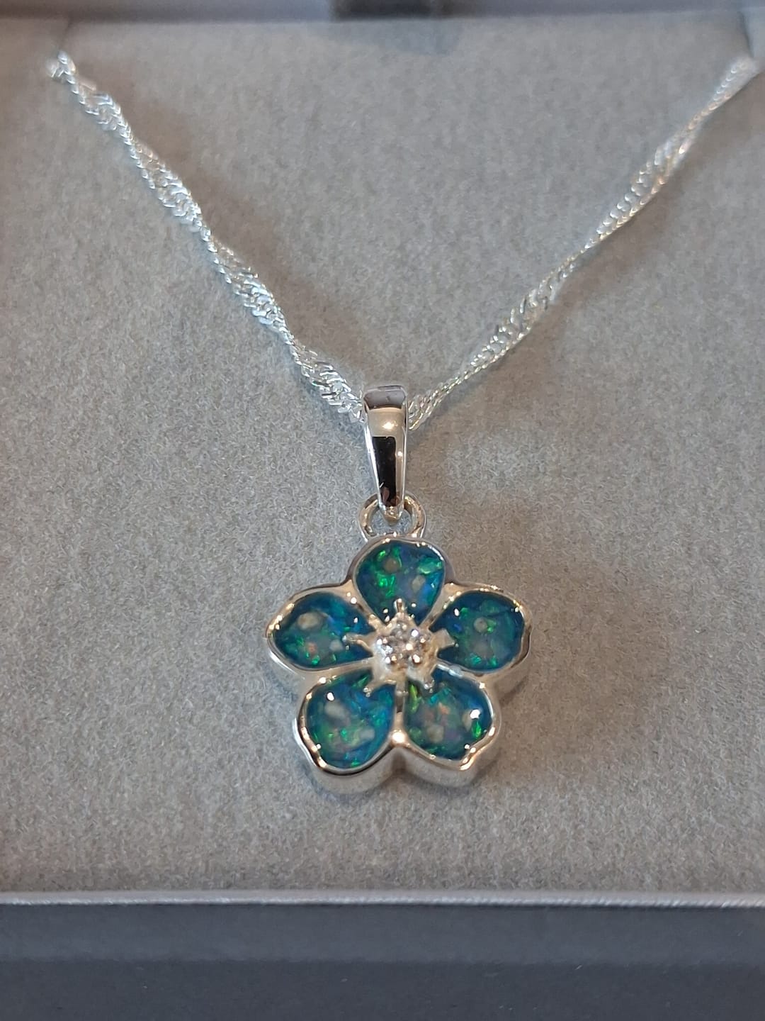 Customer photo review of Forget Me Not Sparkling Pendant
