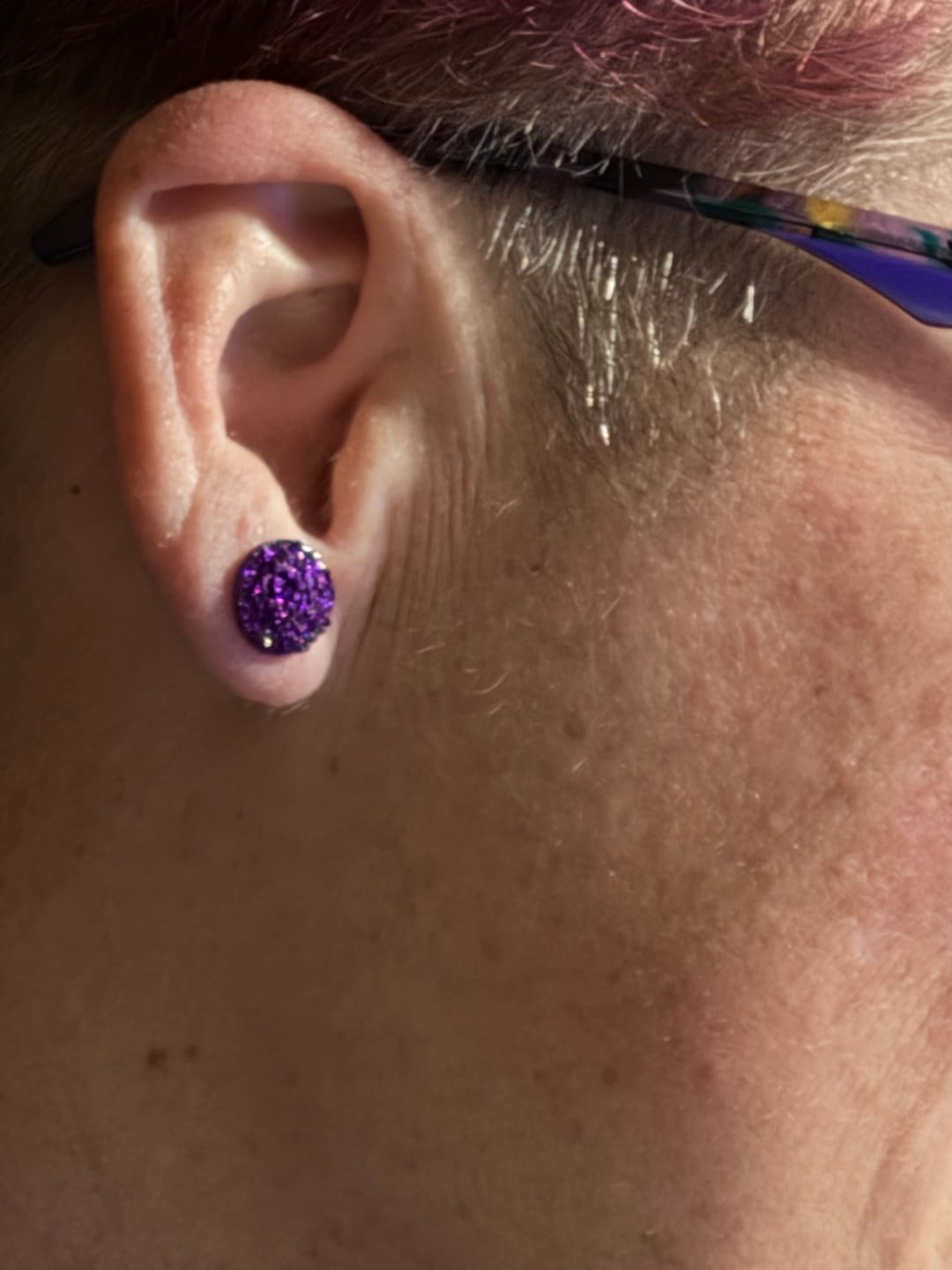 Customer photo review of Large Faux Druzy Studs