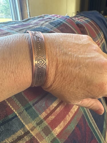 Customer photo review of Mens Masonic Bangle Pure Copper  Bracelet - Magnetic