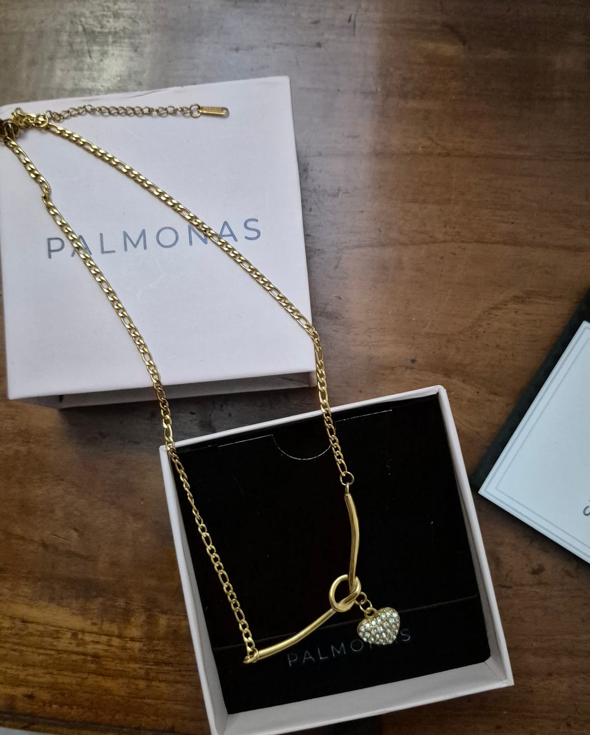 Customer photo review of Crystal Heart Charm Gold Necklace