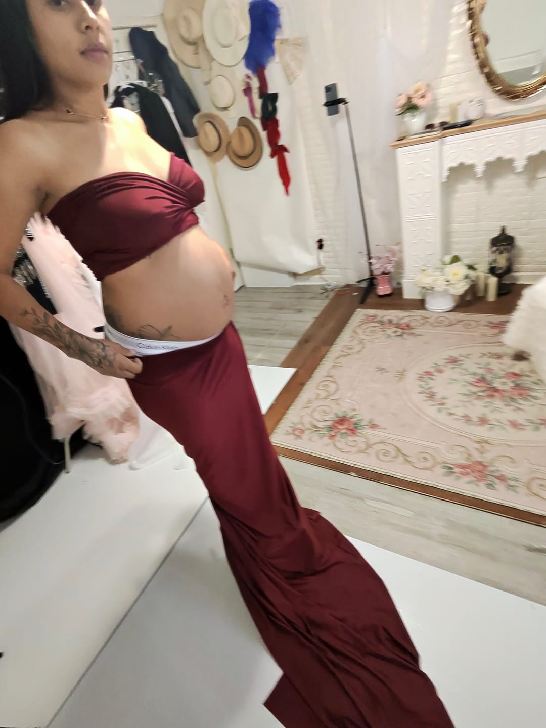 Customer photo review of Burgundy Lulu Yoga Nylon Spandex