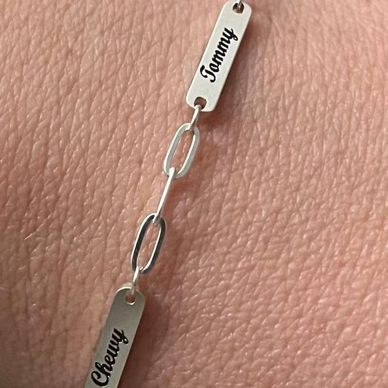 Customer photo review of Custom Name Bar Bracelet