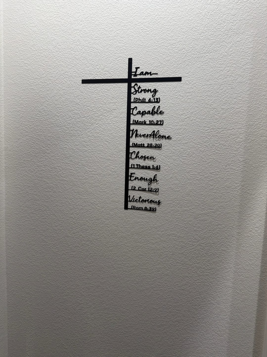 Customer photo review of Christianartworkshop Biblical Verse Cross Metal Wall Decor: Daily Faith Reminder