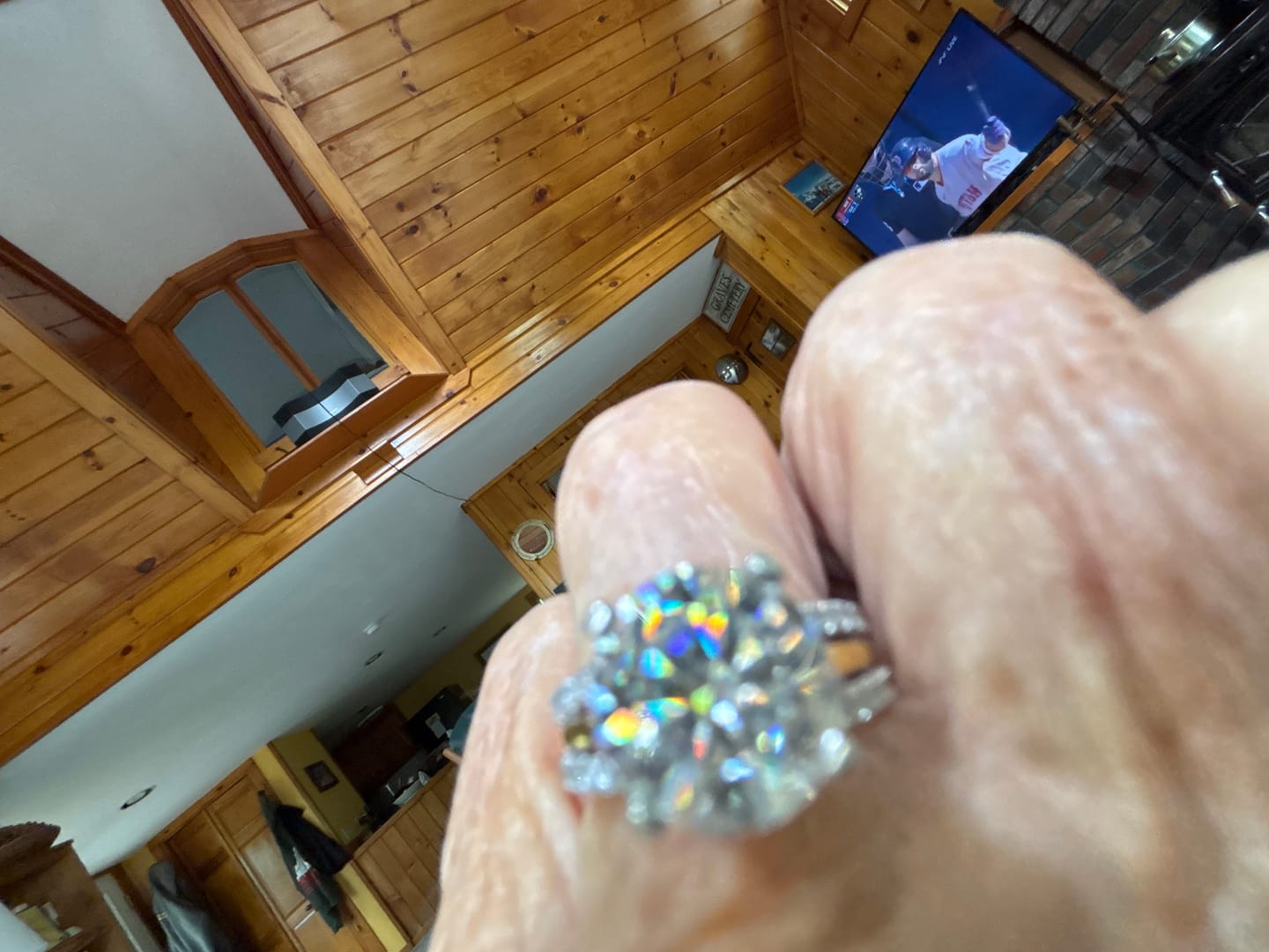 Customer photo review of Round Moissanite Two Tone Vine Split Shank Pave Engagement Ring