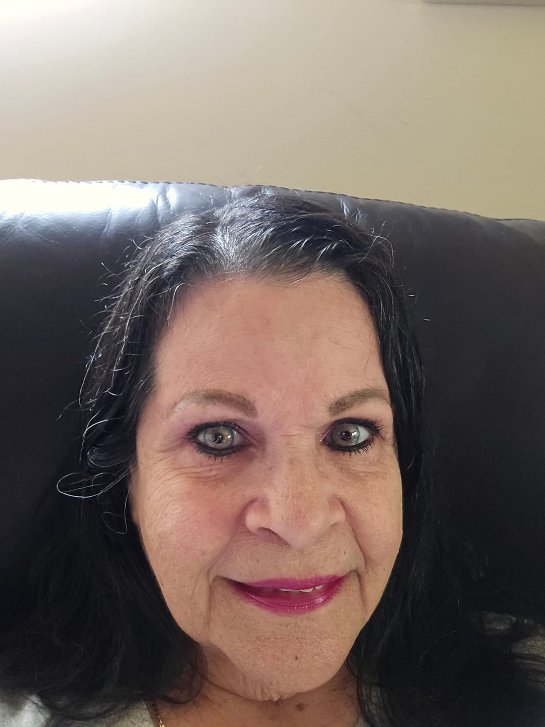 Customer photo review of Amaretto Blue Prescription Colored Contact Lenses