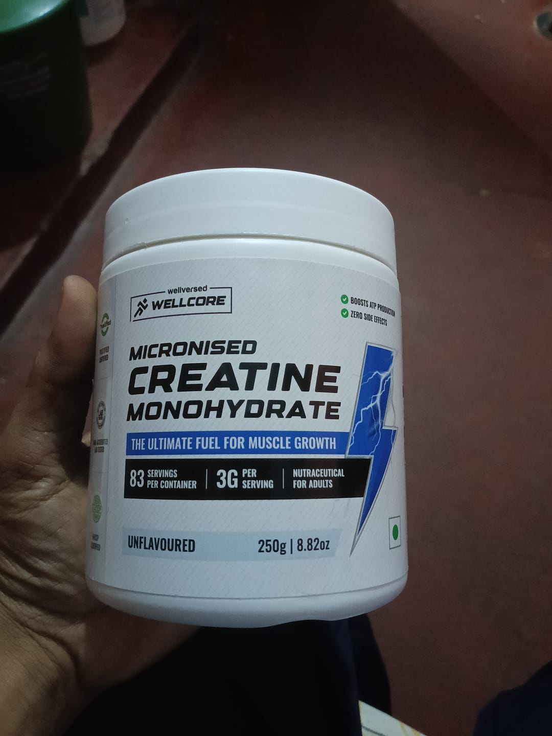 Customer photo review of Wellcore - Micronised Creatine Monohydrate (83 Servings, Unflavoured) + Premium Steel Shaker