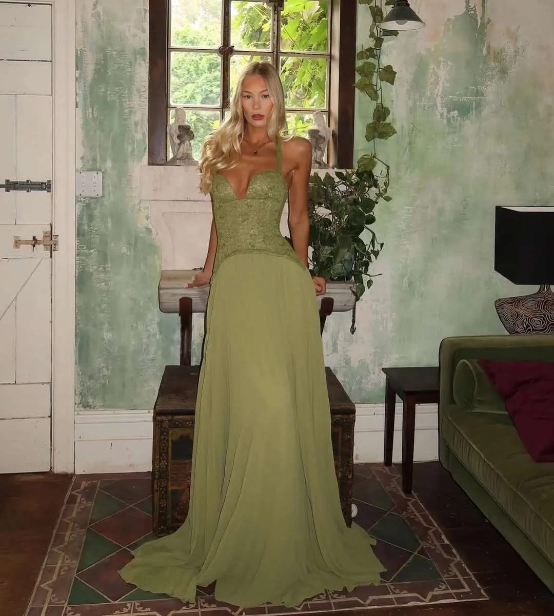 Customer photo review of Vivian Pleated Corset Maxi Dress