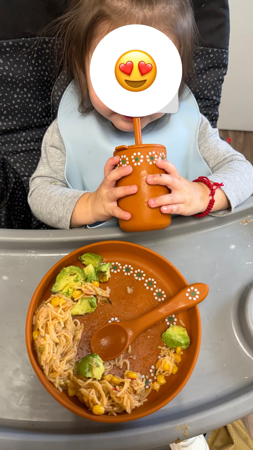 Customer photo review of PRE ORDER Mexican Clay Plate Baby Mexican Inspired Silicone Barro Meal Set
