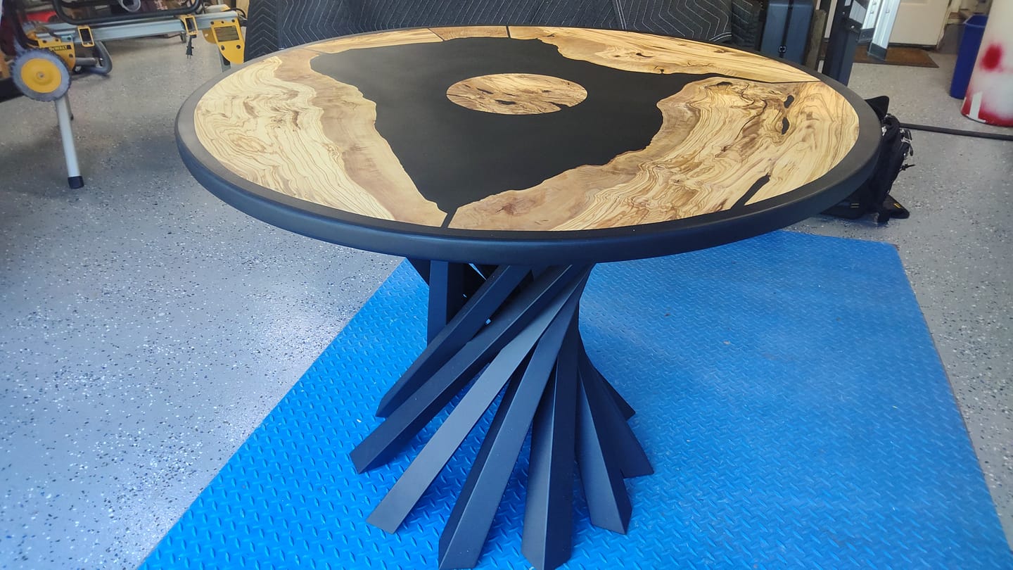 Customer photo review of Table Base 325 Filar 28" H for Custom Wood Furniture Project