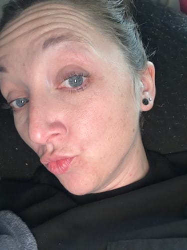 Customer photo review of Gold Rimmed Glitter Studs