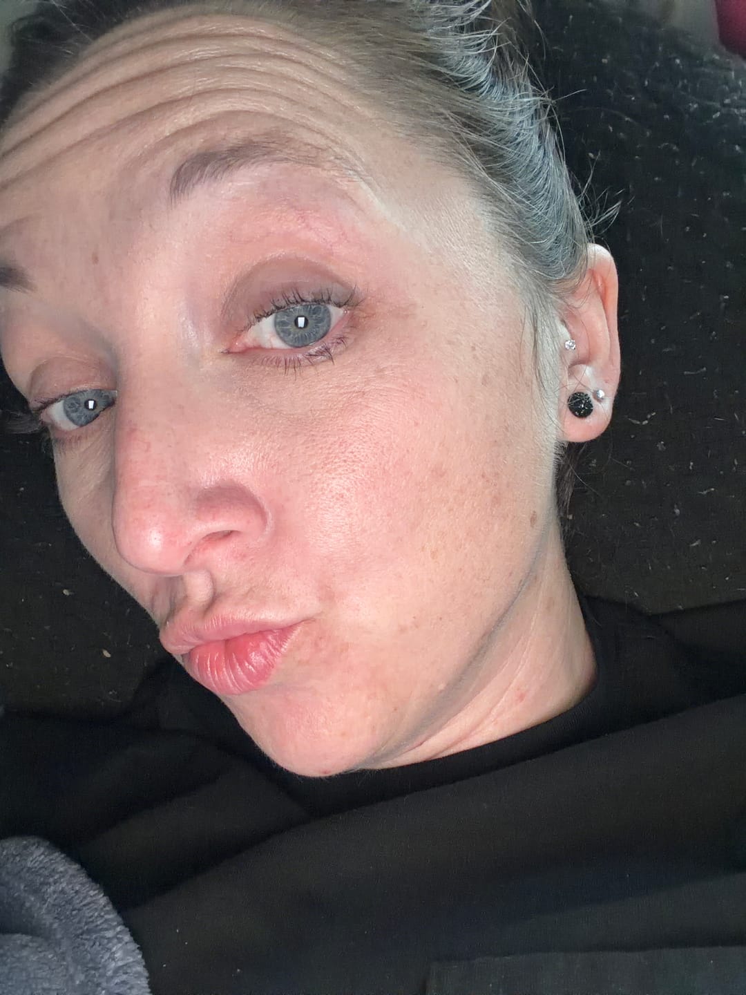 Customer photo review of Gold Rimmed Glitter Studs