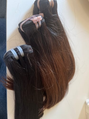 Customer photo review of Vietnamese Super Double Drawn Bone Straight Ombre Chocolate Brown Bundles