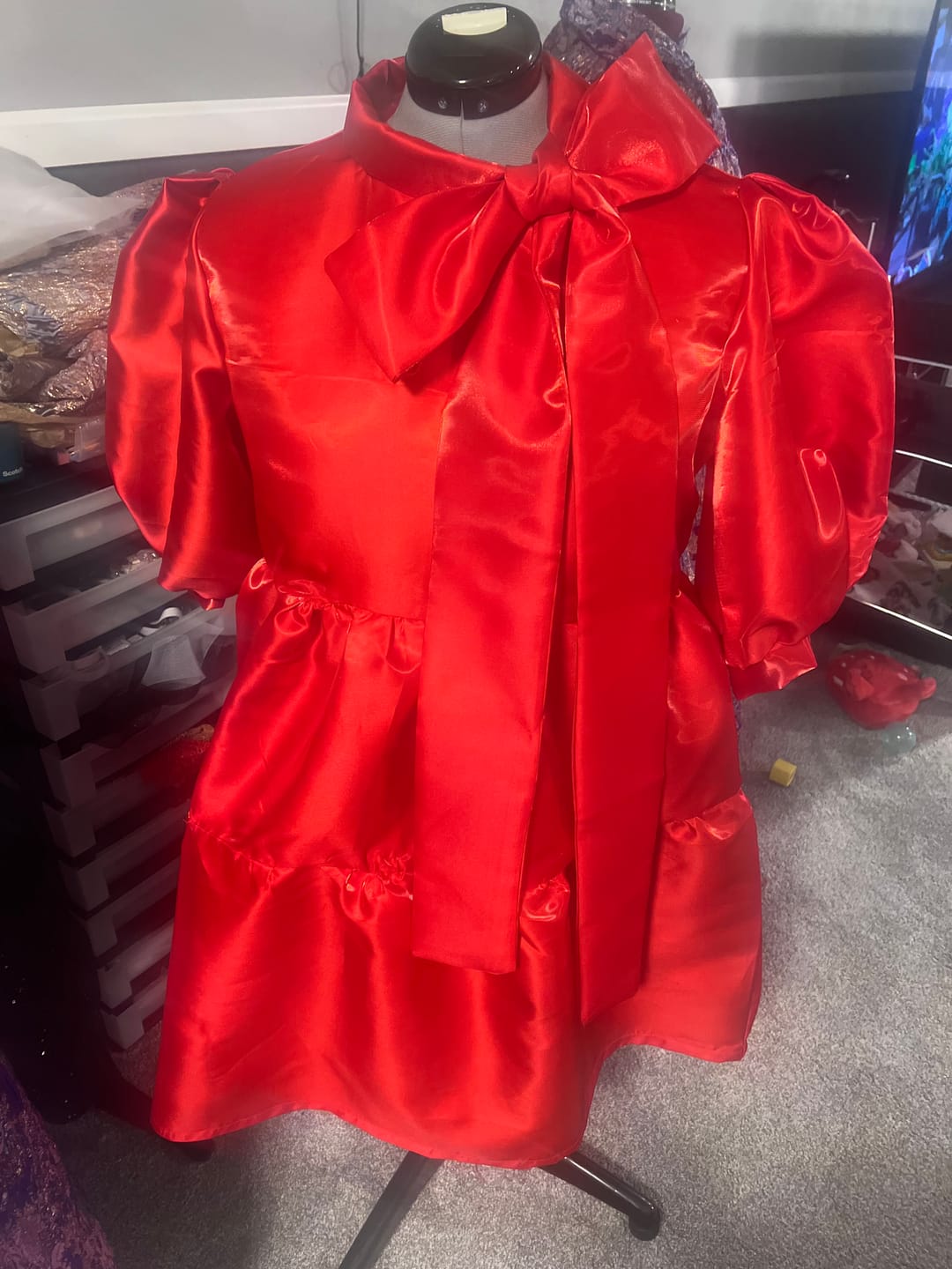 Customer photo review of Red Liquid Bridal Satin