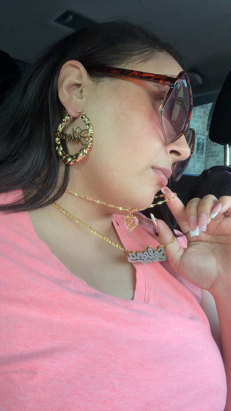 Customer photo review of XOXO Name Hoop Earrings