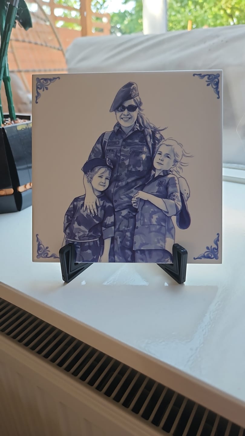 Customer photo review of Delfts Blauw tegeltje bedrukken met jouw foto