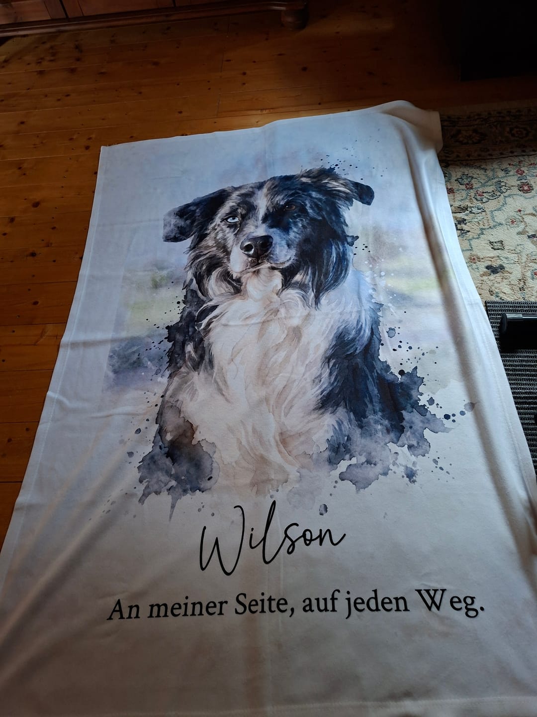 Customer photo review of Personalisierte Decke "Aquarell Haustier"
