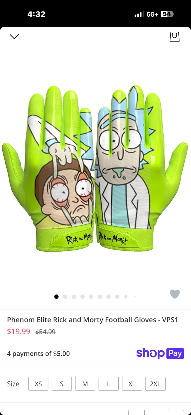 Customer photo review of Phenom Elite Rick and Morty Football Gloves - VPS1