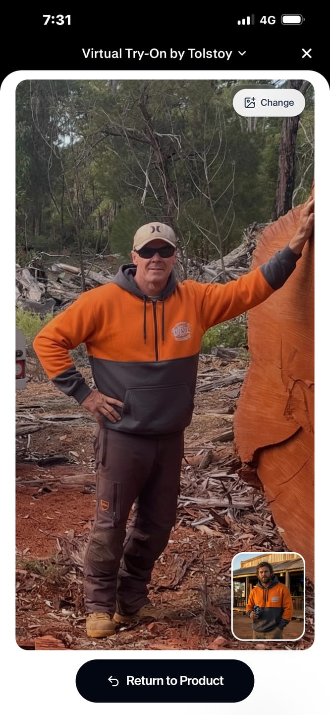 Customer photo review of Burning Diesel - Orange & Gunmetal Grey | Half Zip Hoody | Just Tradies