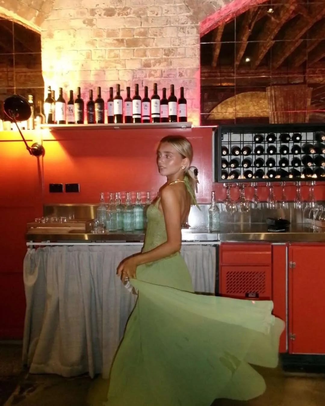 Customer photo review of Vivian Pleated Corset Maxi Dress