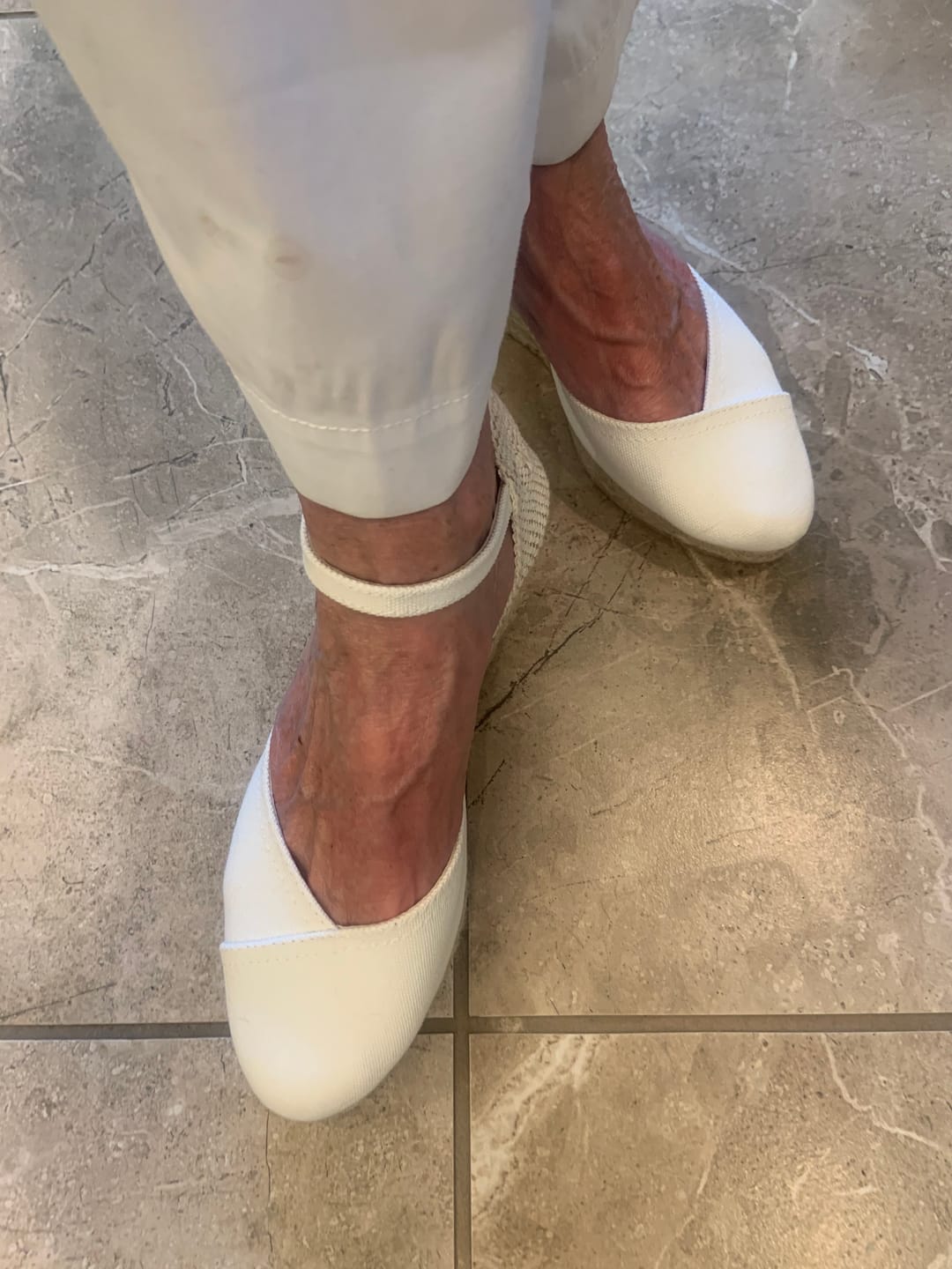 Customer photo review of Girona Eco Canvas Vegan Espadrille Wedges - White