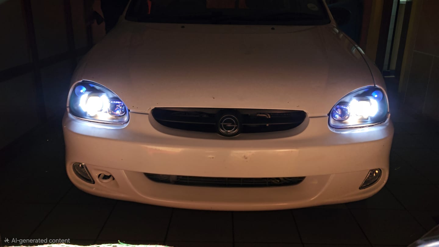 Customer photo review of Opel Corsa Lite Black Angel Projector Headlight Sold As A Pair (Non-Oem)