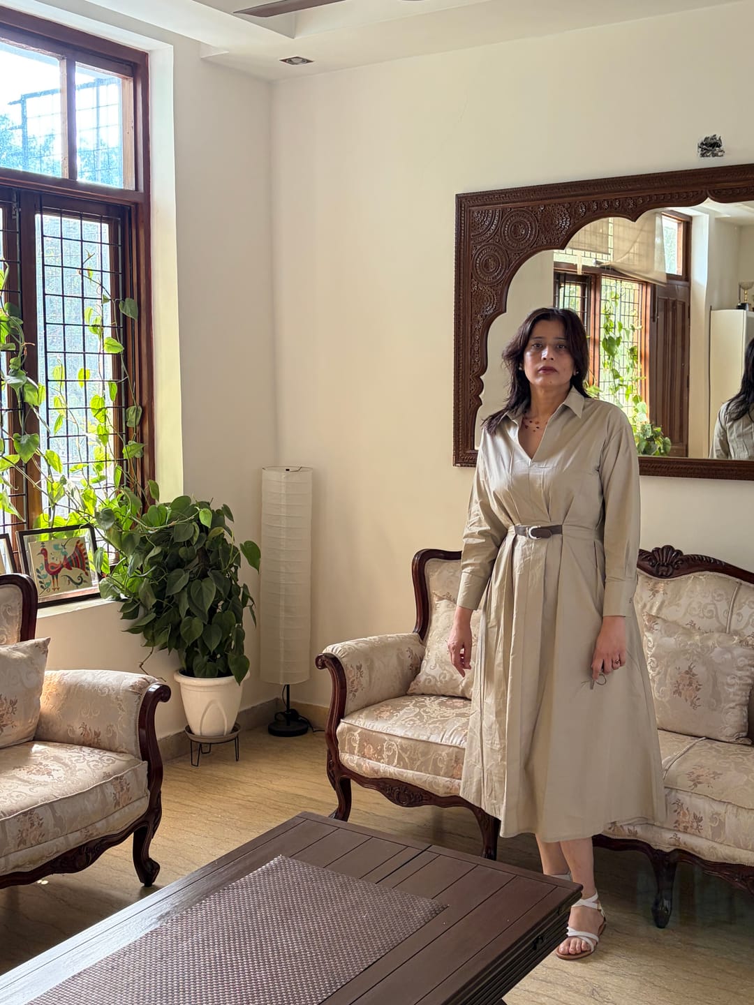 Customer photo review of Aveline Statement Midi Dress