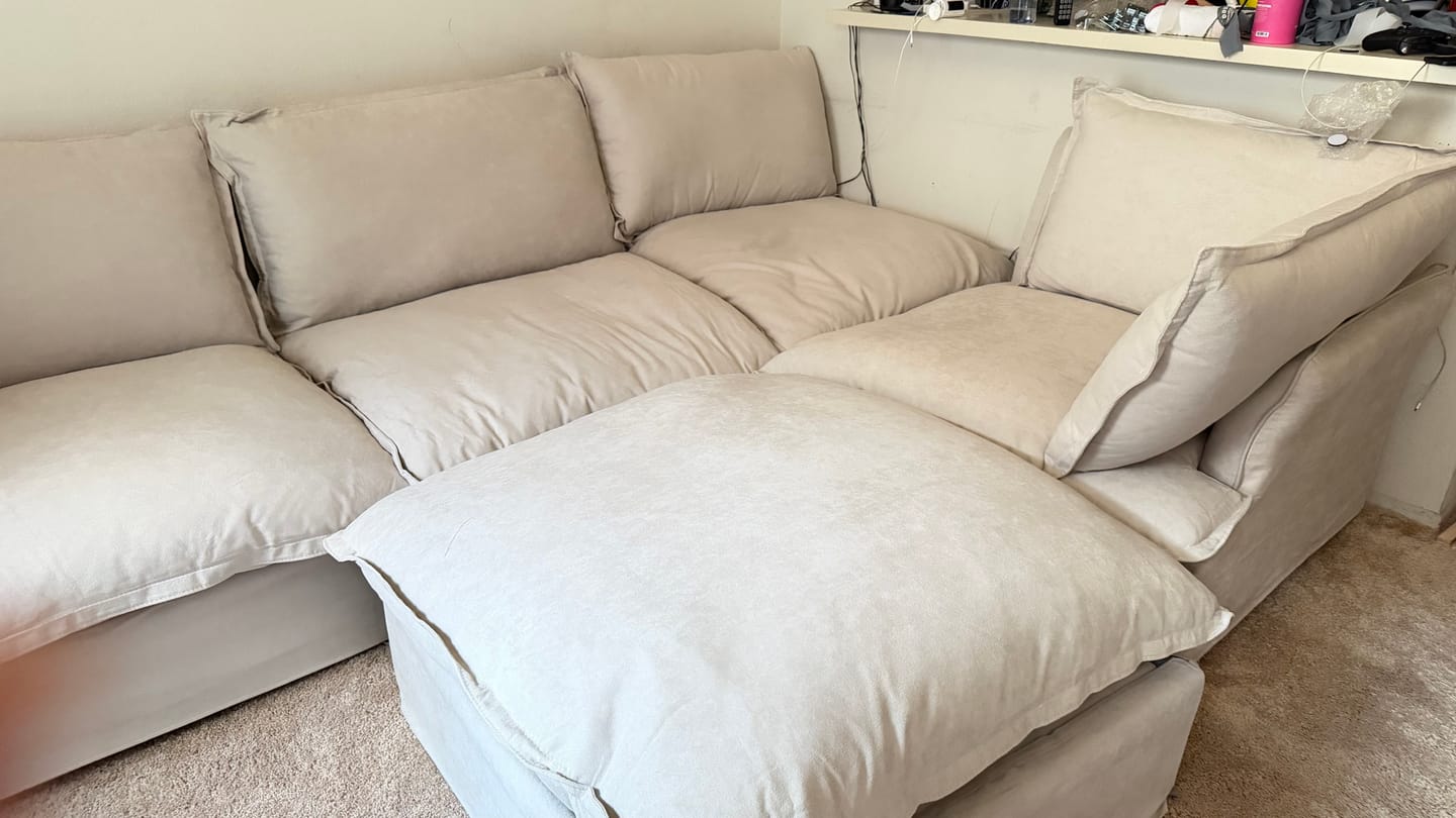 Customer photo review of Modular Luxe 5-Seater Corner Sectional + Ottoman in Beige